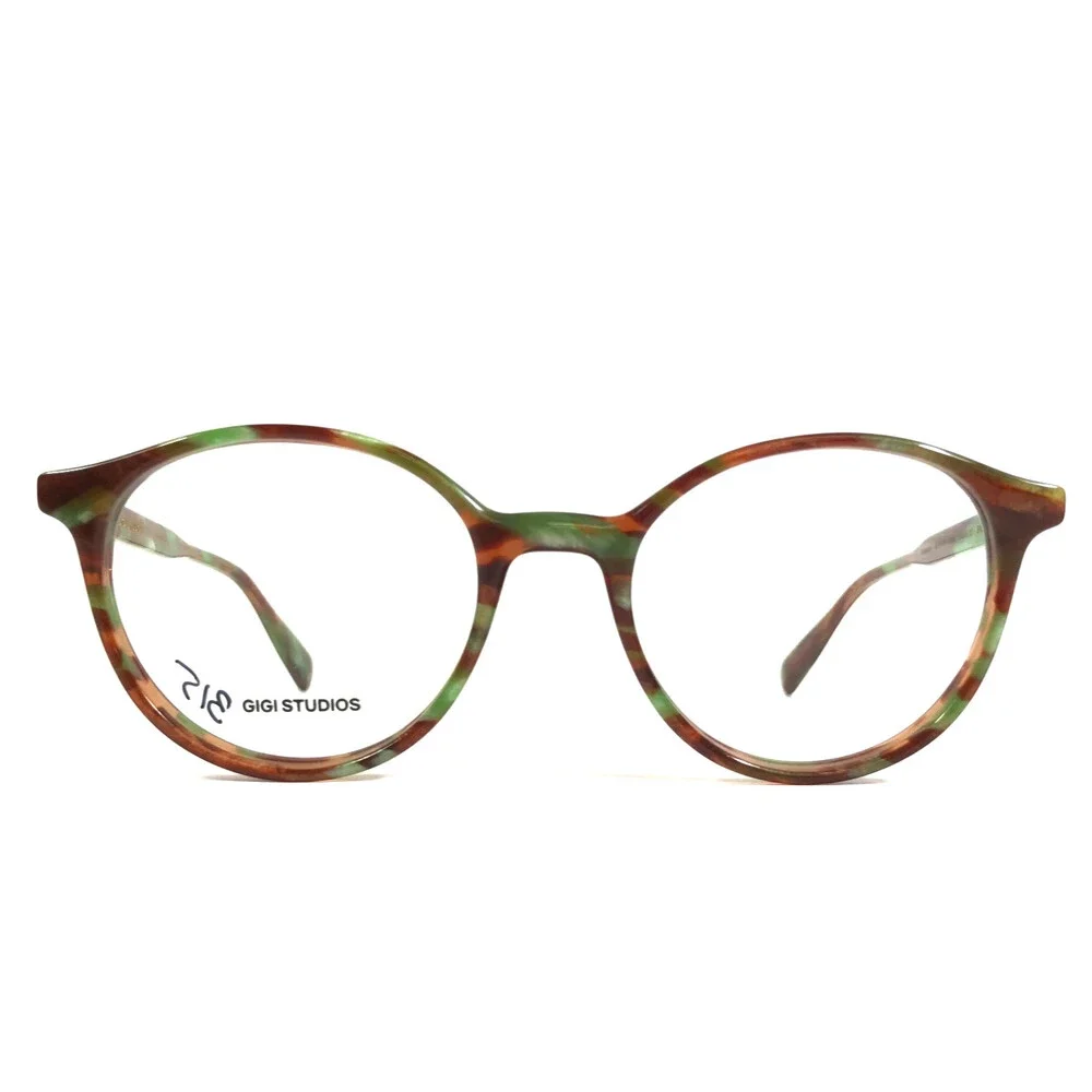 Gigi Studios Eyeglasses Frames BROOKS 64900/18 Brown Green Red Horn 48-19-145